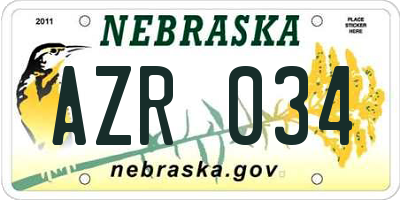 NE license plate AZR034