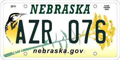 NE license plate AZR076