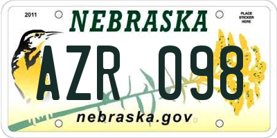 NE license plate AZR098