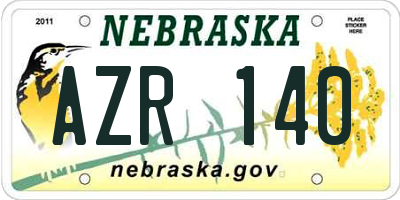 NE license plate AZR140