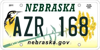 NE license plate AZR168