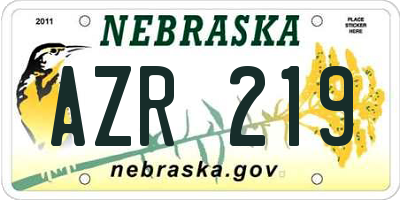 NE license plate AZR219