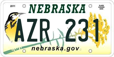 NE license plate AZR231