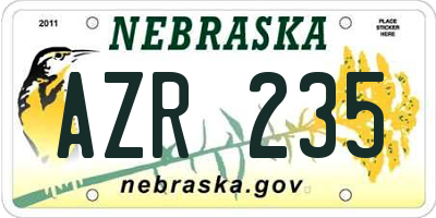 NE license plate AZR235