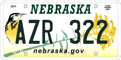 NE license plate AZR322
