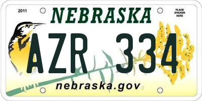 NE license plate AZR334