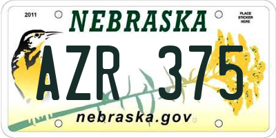 NE license plate AZR375