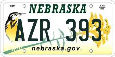 NE license plate AZR393
