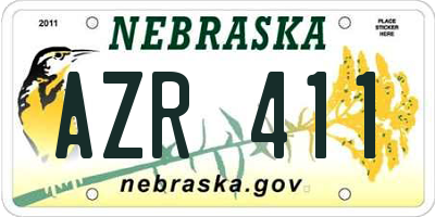 NE license plate AZR411