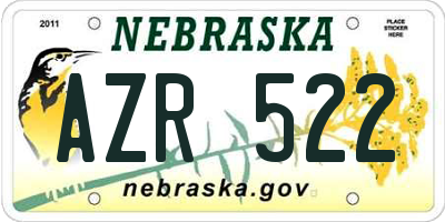 NE license plate AZR522