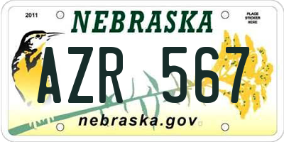 NE license plate AZR567