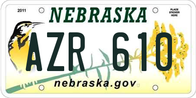 NE license plate AZR610