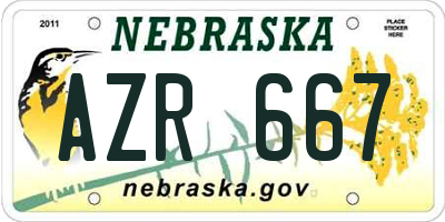 NE license plate AZR667