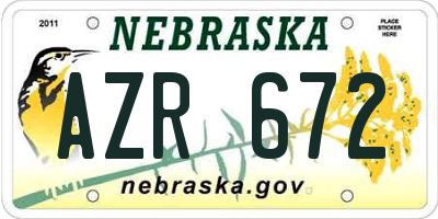 NE license plate AZR672