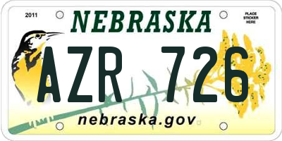 NE license plate AZR726