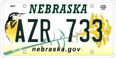 NE license plate AZR733
