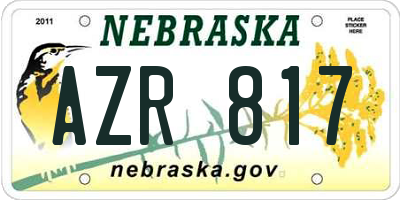 NE license plate AZR817