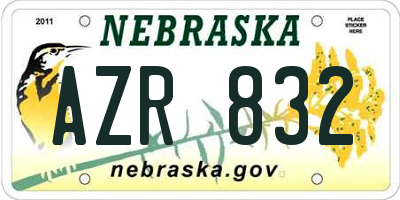NE license plate AZR832