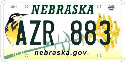 NE license plate AZR883