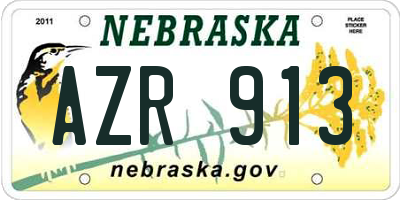 NE license plate AZR913