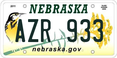 NE license plate AZR933