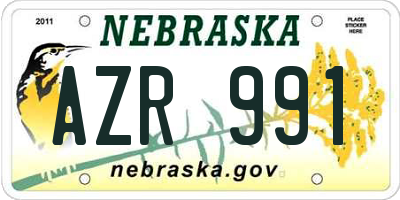 NE license plate AZR991