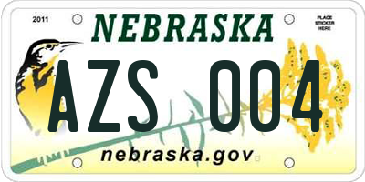 NE license plate AZS004