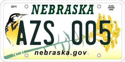 NE license plate AZS005