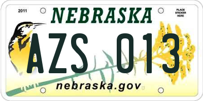 NE license plate AZS013