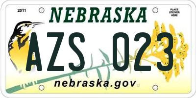 NE license plate AZS023