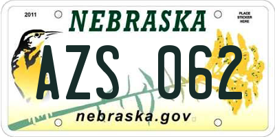 NE license plate AZS062