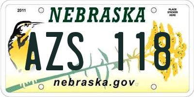 NE license plate AZS118