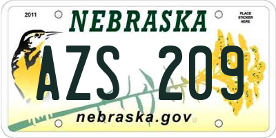 NE license plate AZS209