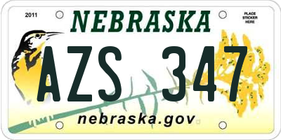 NE license plate AZS347