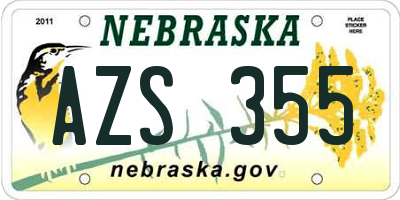 NE license plate AZS355