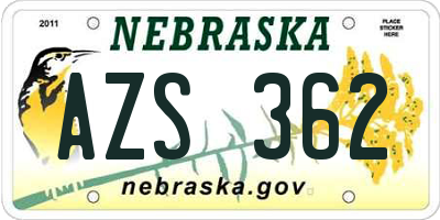 NE license plate AZS362