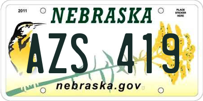 NE license plate AZS419