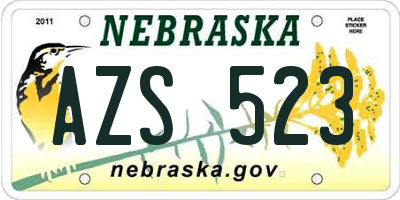 NE license plate AZS523