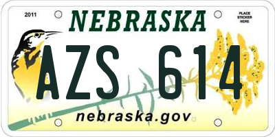 NE license plate AZS614