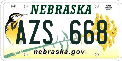 NE license plate AZS668
