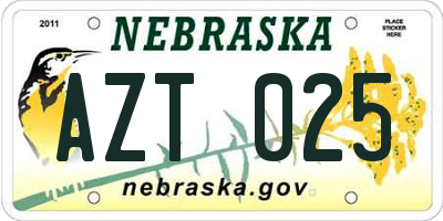 NE license plate AZT025
