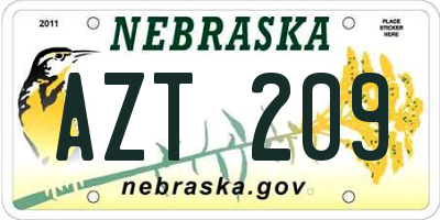 NE license plate AZT209