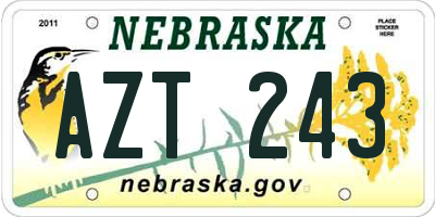 NE license plate AZT243
