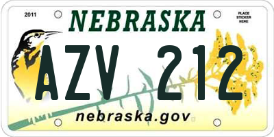 NE license plate AZV212