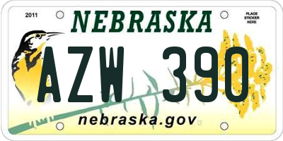 NE license plate AZW390