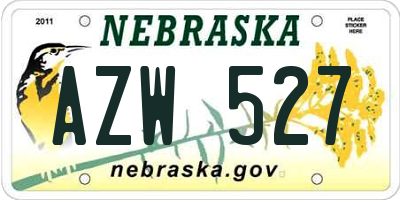 NE license plate AZW527