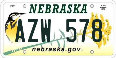 NE license plate AZW578