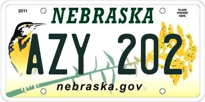 NE license plate AZY202