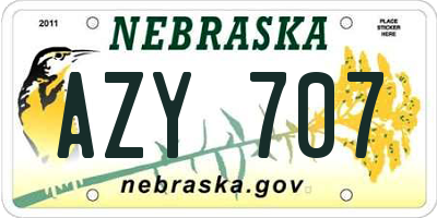 NE license plate AZY707