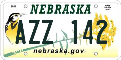 NE license plate AZZ142